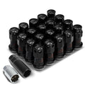 Aluminum Black 16 Lug+4 Rim Lock Nuts+adapter M12x1.5 22mm Od/45mm