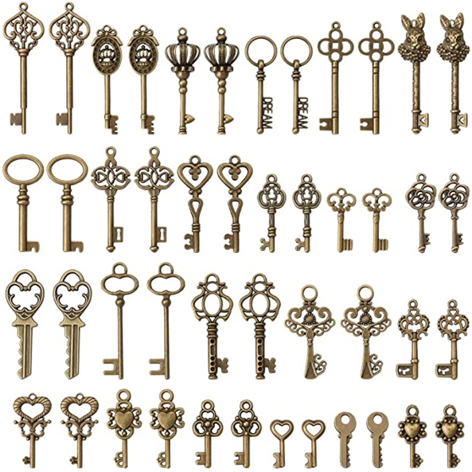 Lot Old Vintage Antique Skeleton Keys Large Small Necklace Pendant