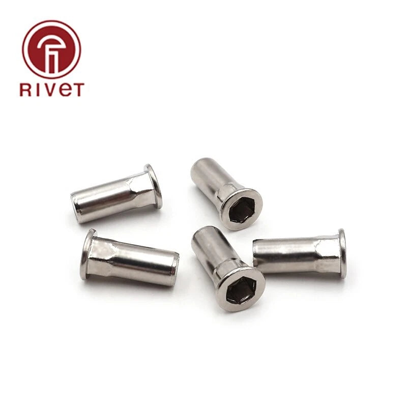 M4 M5 M6 M8 M10 304 Flat Head Hex Rivet Nuts Reduced Sealed Insert