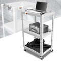24"-42" Adjustable Gray 3-shelf Metal Cart Usb Power Strip W/