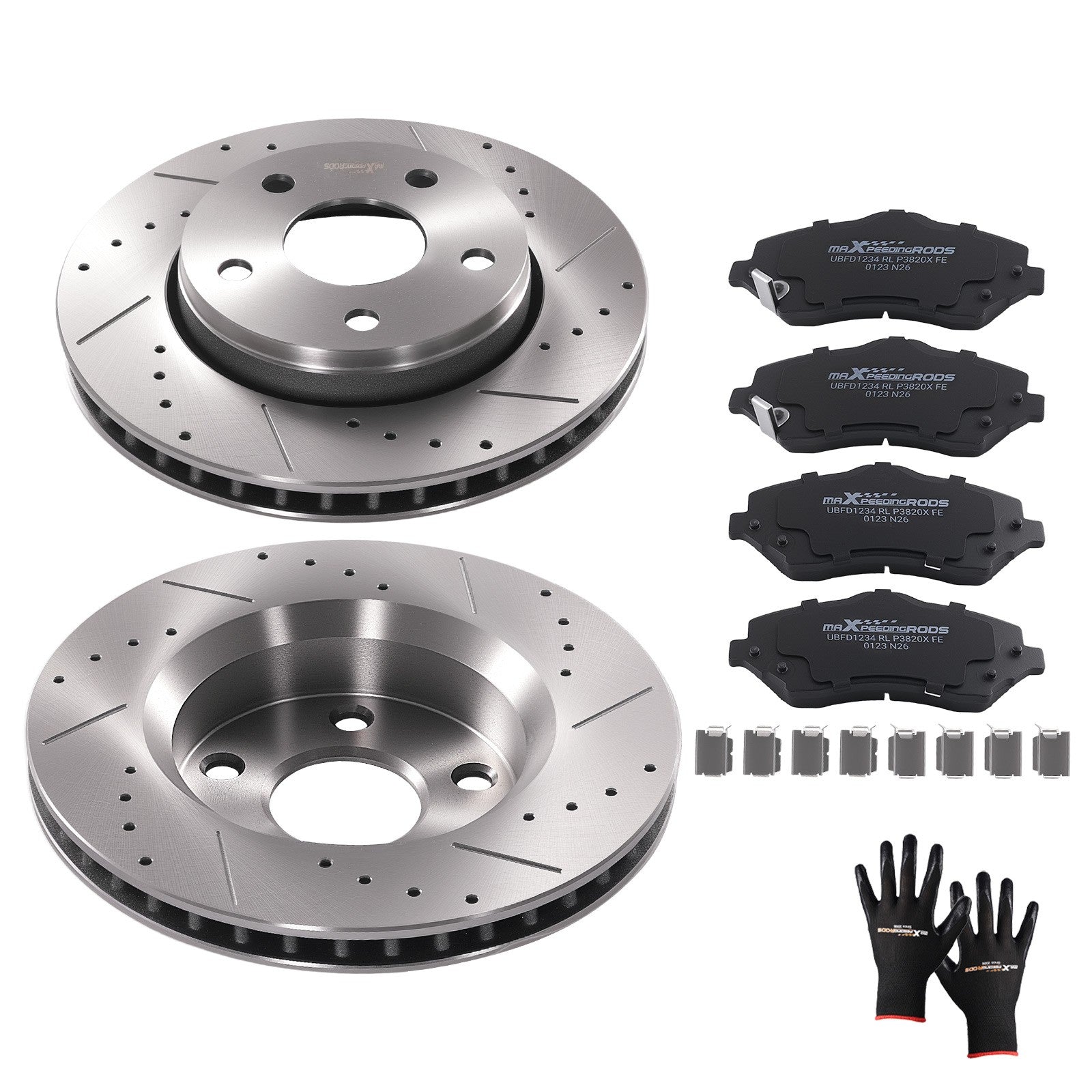 Front Vented Brake Rotors with Pads for Jeep Wrangler 2007-2018