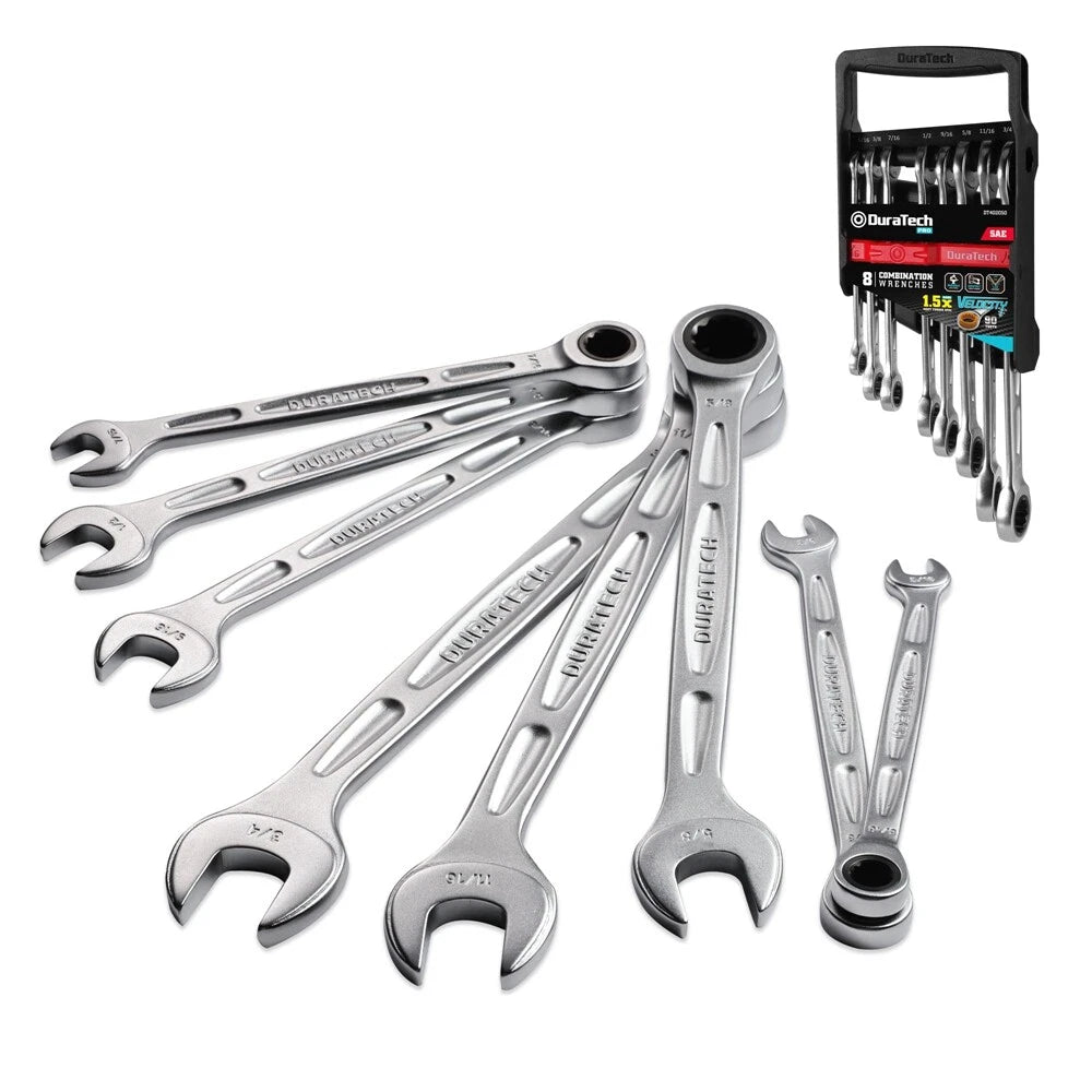 Duratech Ratcheting Combination Wrench Set Sae 5/16" To 3/4" Open End