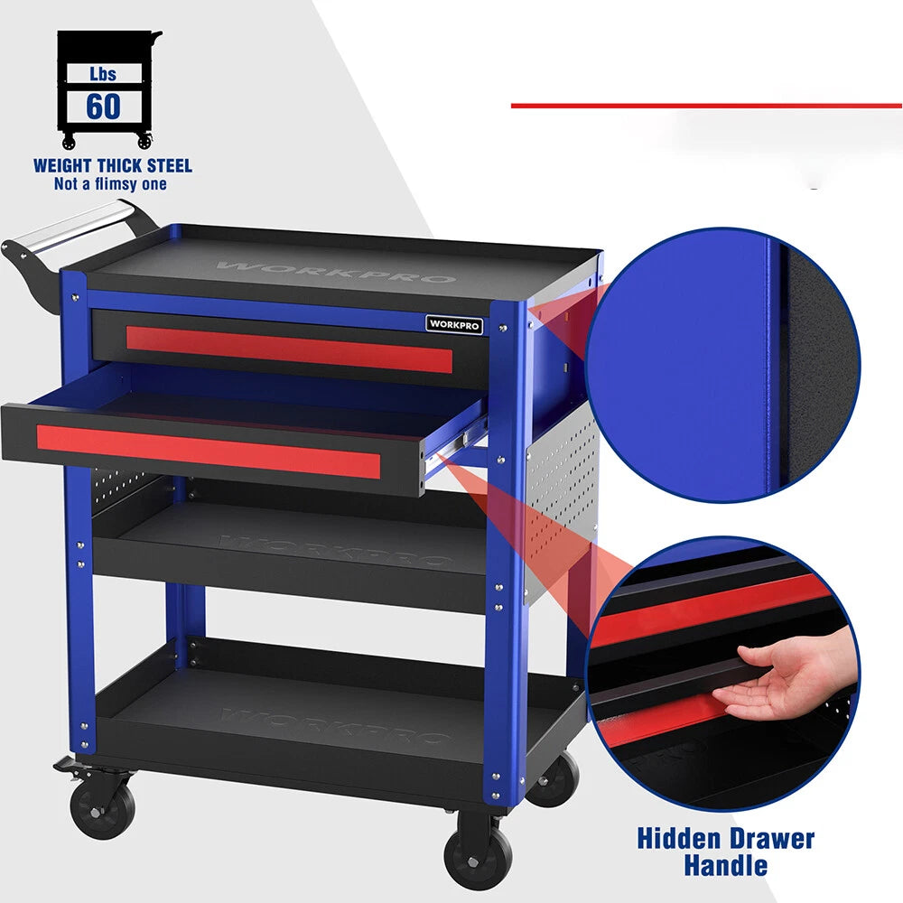 Workpro 28" 2-drawer Rolling Tool Cart With Wheels Locking System 400