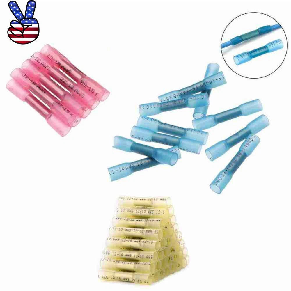 Waterproof Heat Shrink Wire Connectors Butt Terminals Crimp 22-10awg
