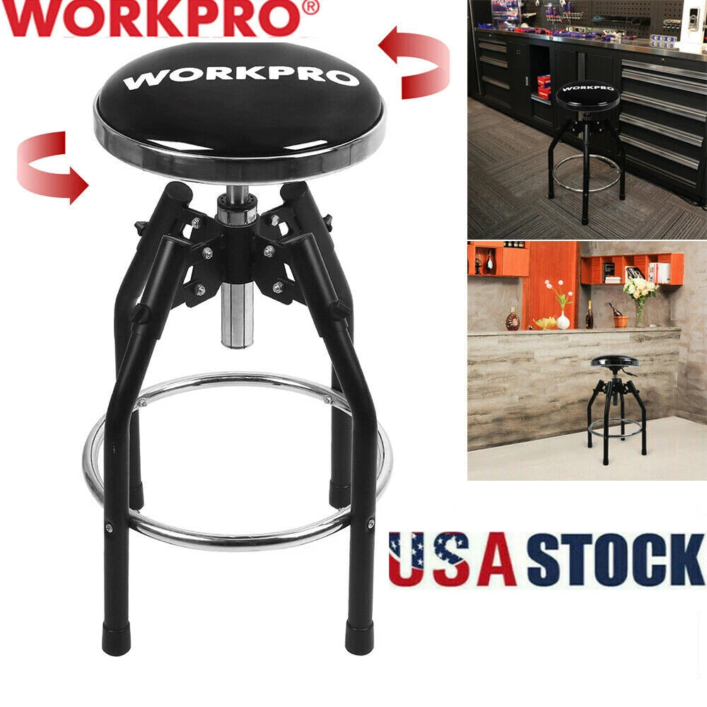 Adjustable 29-34-in Swivel Bar Stool Work Seat Hydraulic Shop Stool