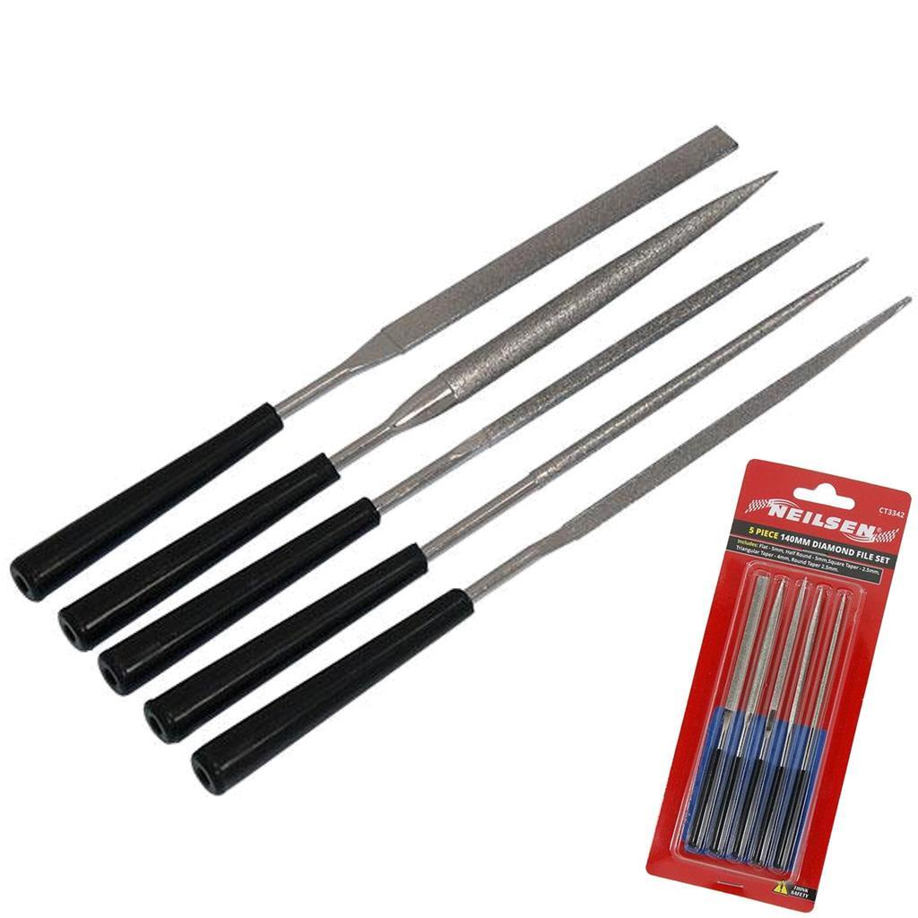 Neilsen 5pc Diamond Needle File Precision Micro Files Craft Work Jewellery SetOp