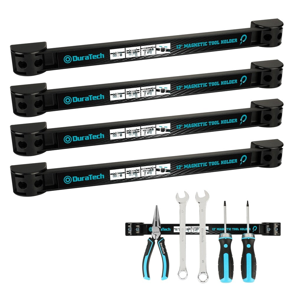 Duratech 12" Magnetic Tool Holder Strip 4 Pack Heavy Duty Magnetic