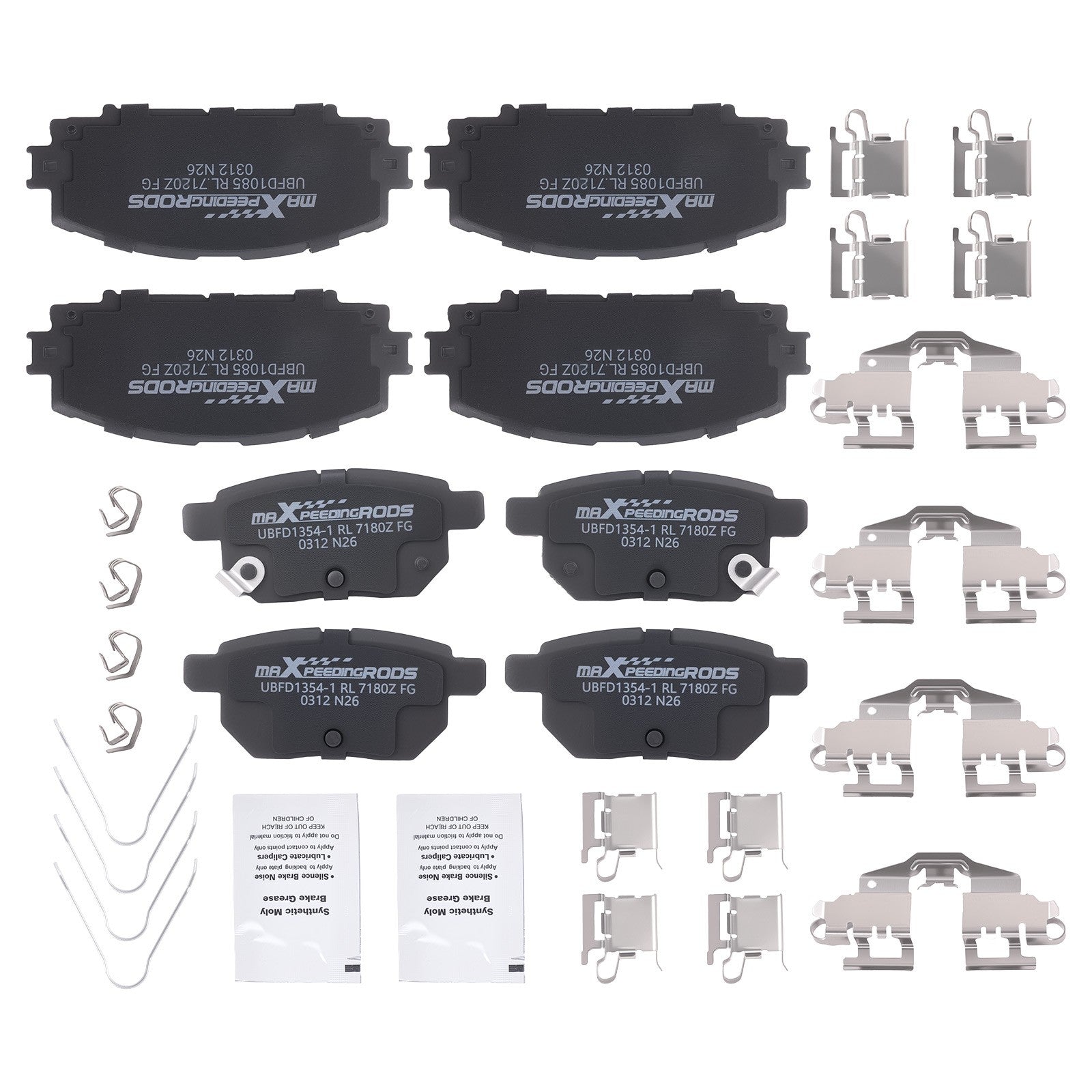 Front Rear L&R Brake Pads Set for Toyota Prius Plug-In 2012-2013 P1184