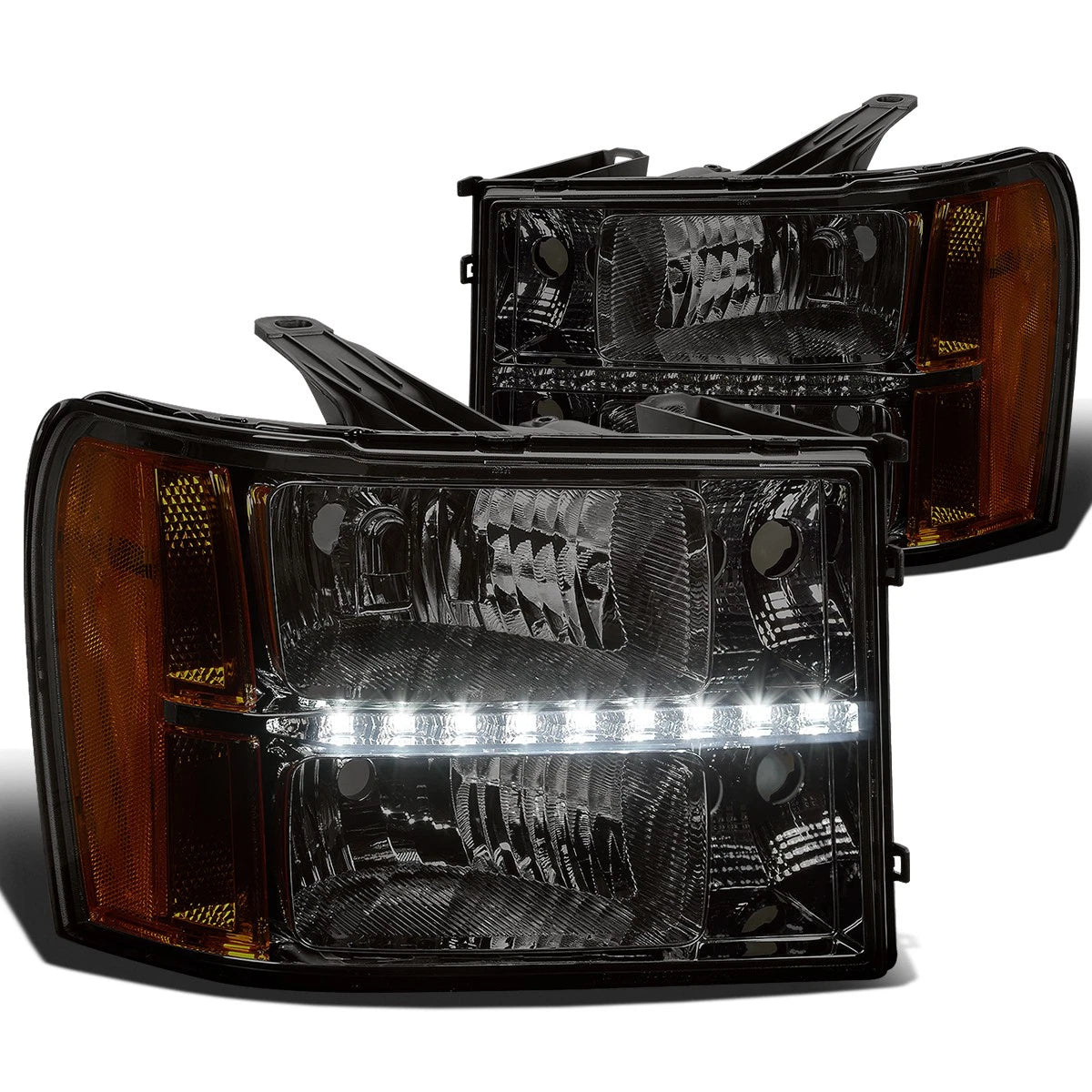 [Led Drl] Fit 2007-2014 Gmc Sierra Smoked Housing | Built Supply Co