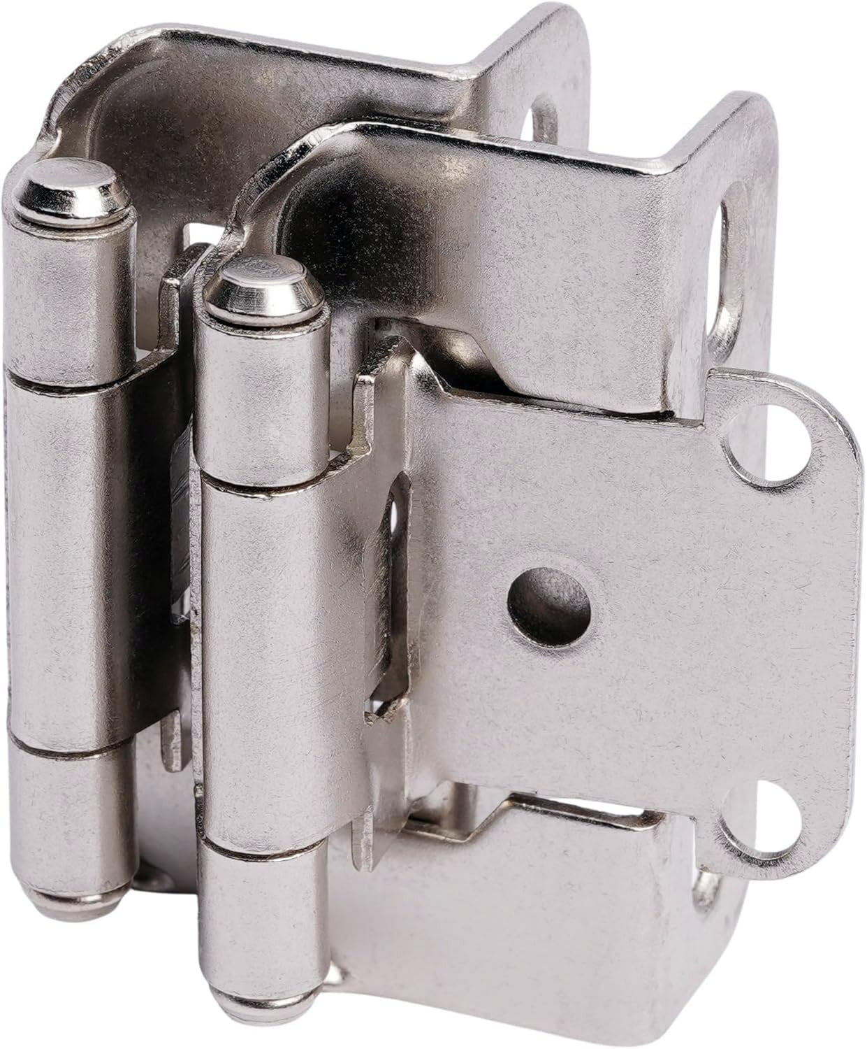 50 Pack 1/2" Overlay Brushed Nickel Cabinet Hinges for Cabinet Doors