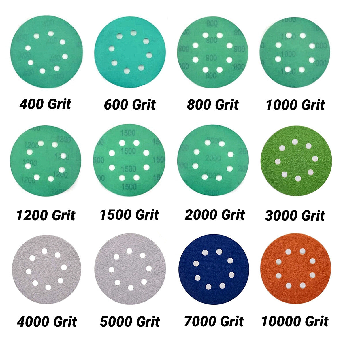 5in Sanding Discs 400–2000 Grit Wet Dry Sandpaper by Unbranded
