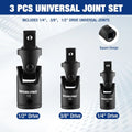 Workpro 3-piece 1/4" 3/8" 1/2" Drive Universal Joint Socket Adapter