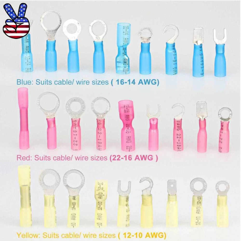 Usa Assortment Heat Shrink Wire Connectors Electrical Ring Spade