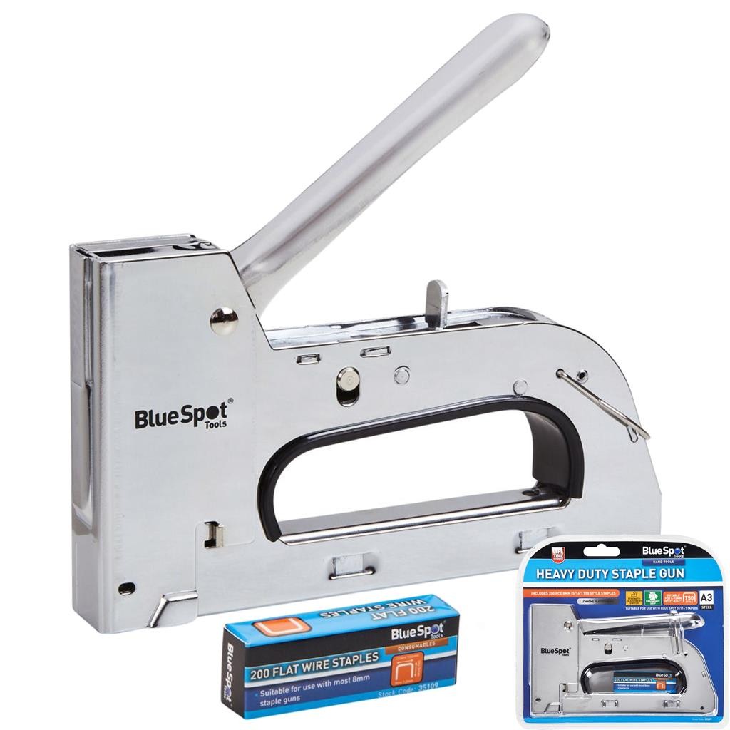 BlueSpot Staple Gun 200 Staples Upholstery Adjustable Furniture Carpentry ToolOp