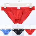 Breathable Men Solid Brief Underwear With Elastic Wide Belt And U