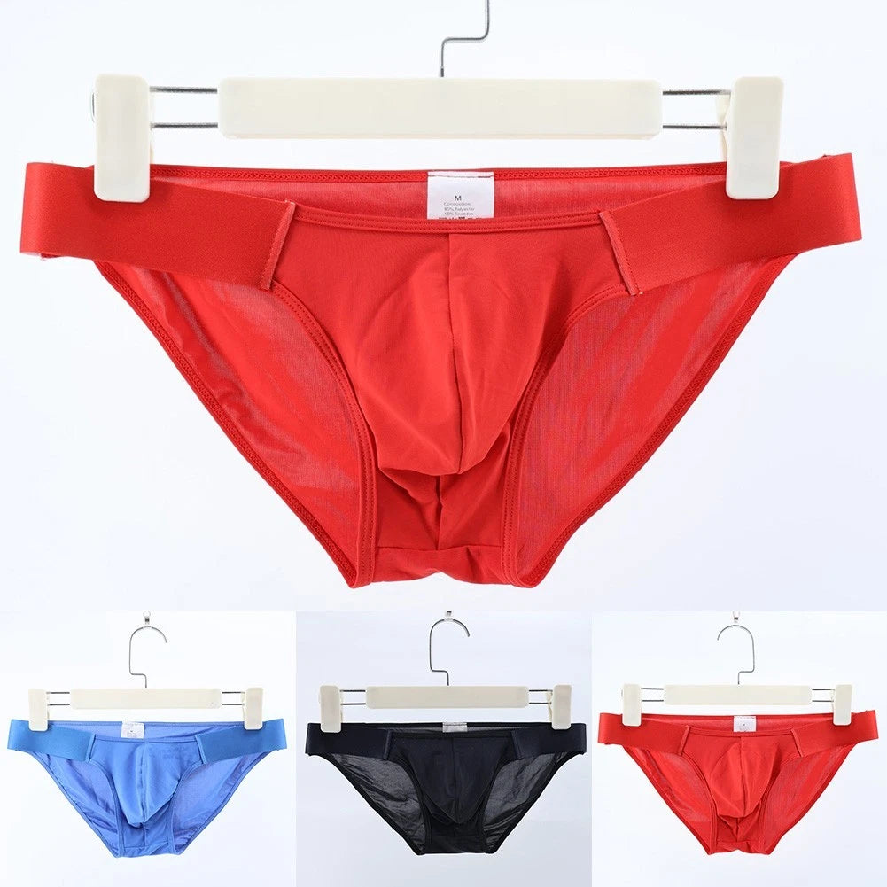 Breathable Men Solid Brief Underwear With Elastic Wide Belt And U