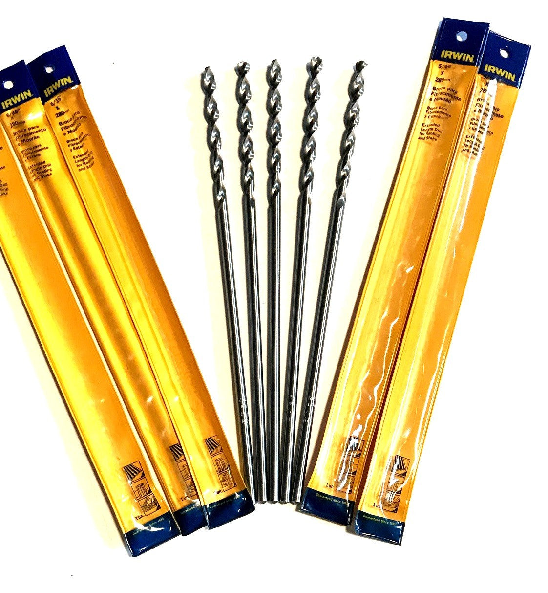 5 Irwin 10-1/2" Roofing and Stake Drill Bits