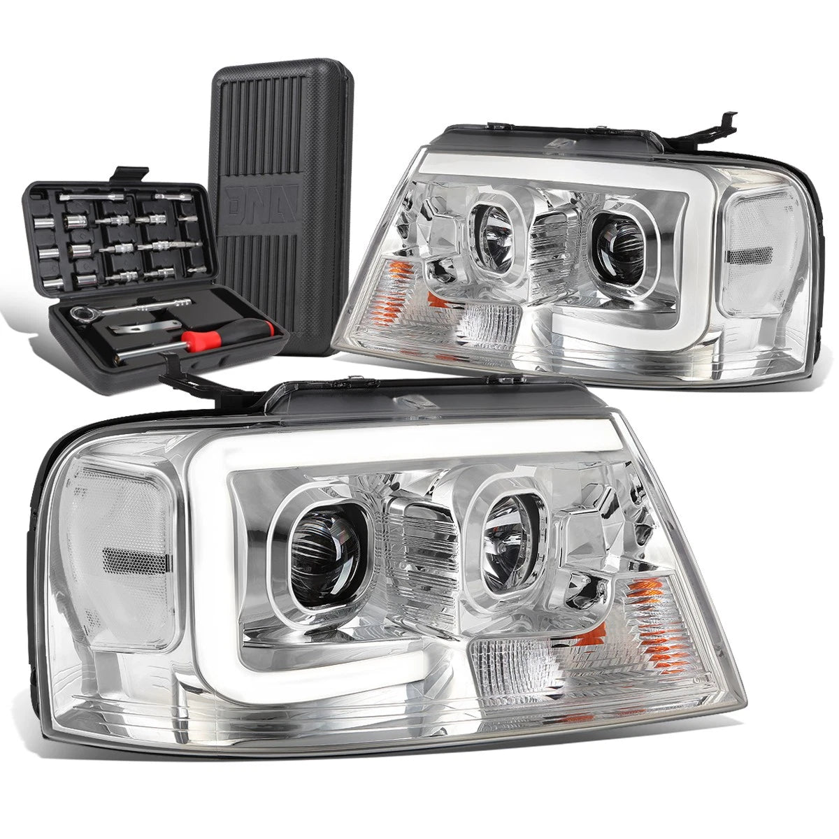 For 2004-2008 Ford F-150 Led Drl Bar Chrome/clear | Built Supply Co