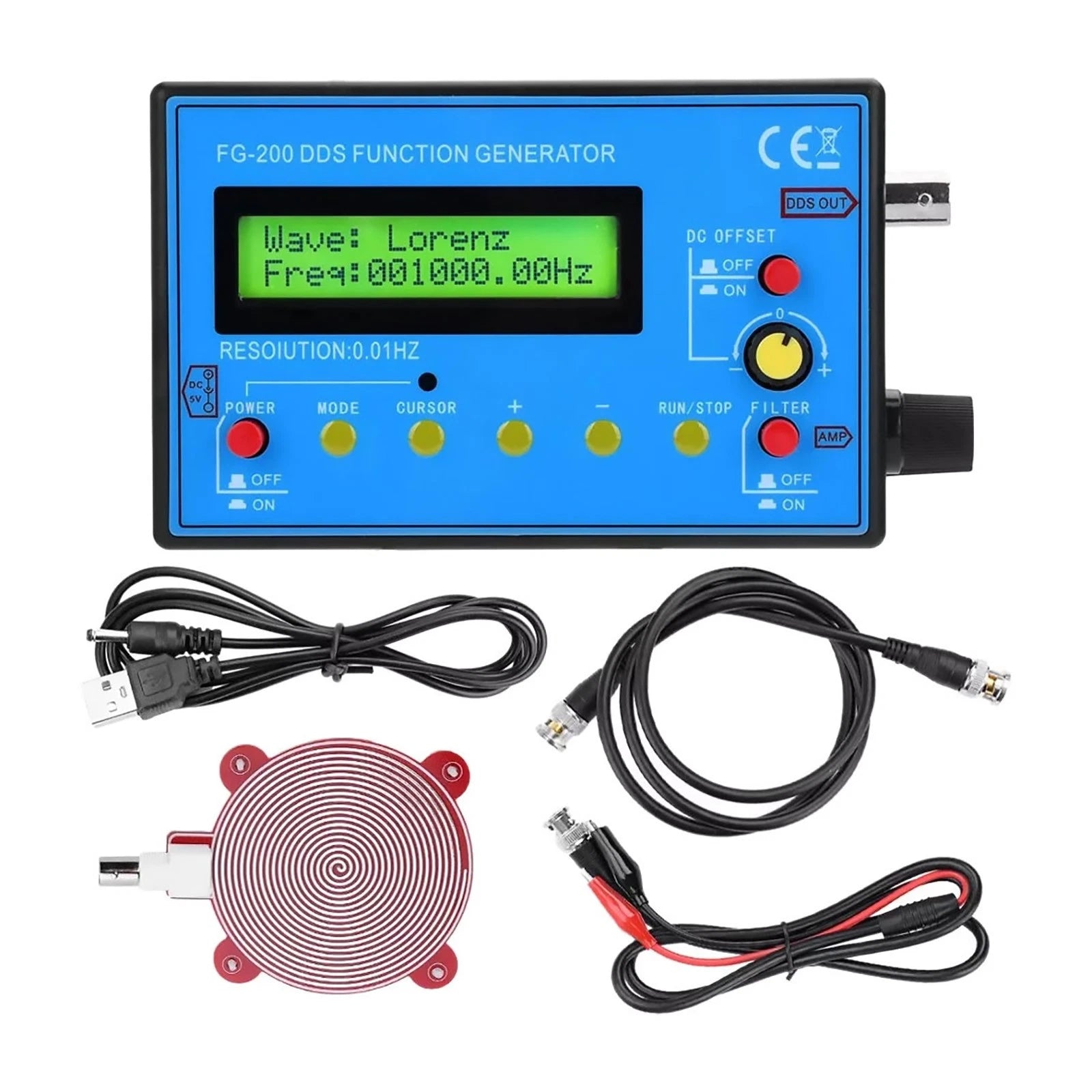 0.01hz-500khz Dds Signal Generator Kit With Bnc Clip Lead And Usb
