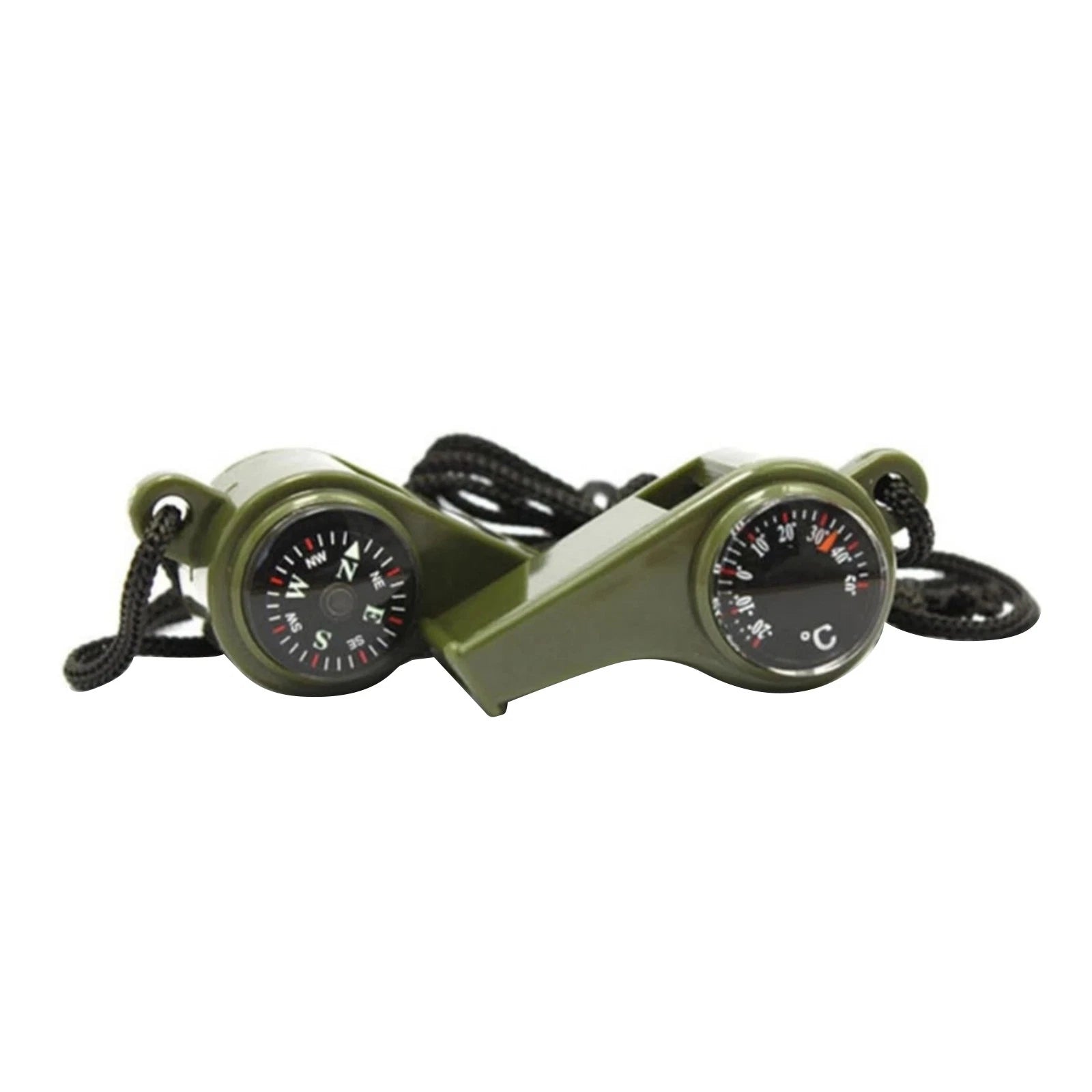3-in-1 Loud Alarm Whistle 2 Pack With Compass Thermometer Safety Gear