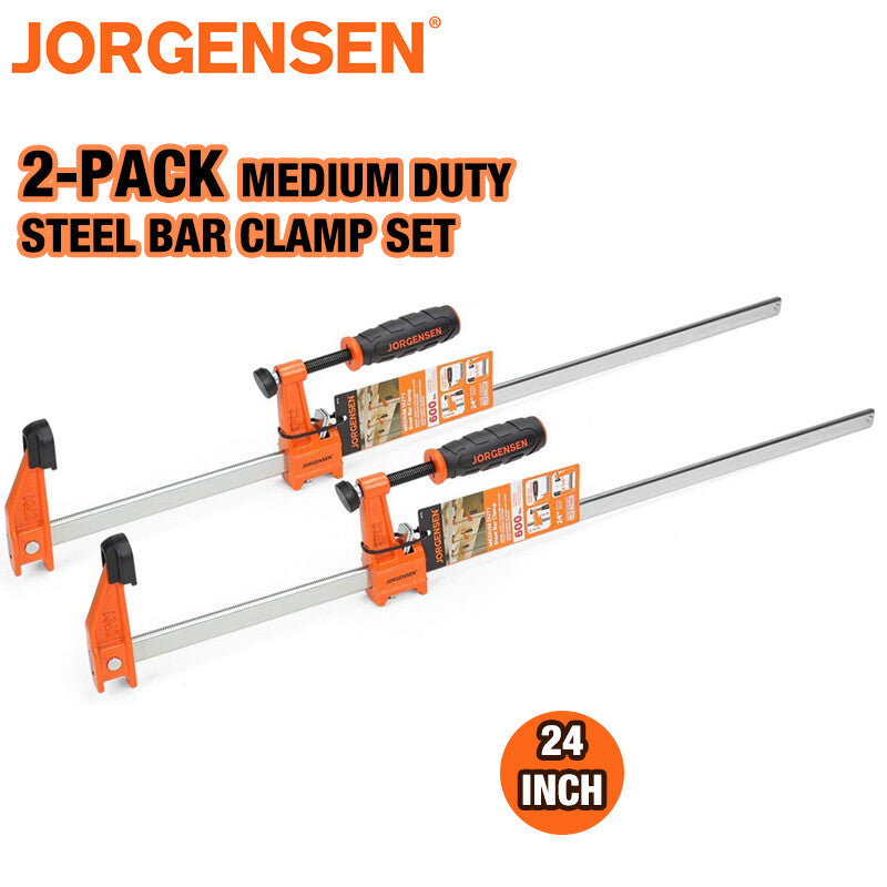 Jorgensen 2-pack 24-inch Medium Duty Steel Bar Clamp Set with 600 lbs