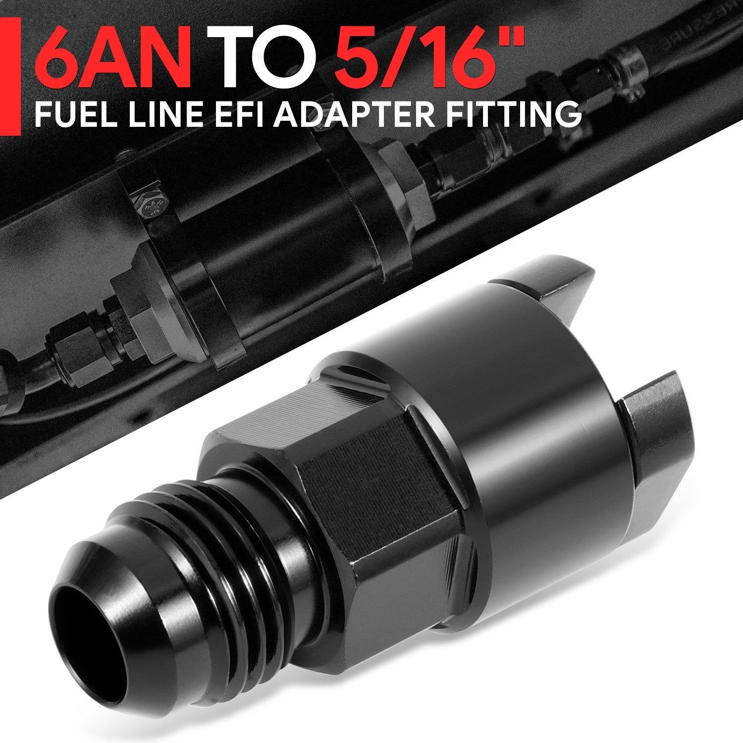 6AN Feed EFI Fit Adapter Fitting 1500PSI Fuel Line Female to 5/16"