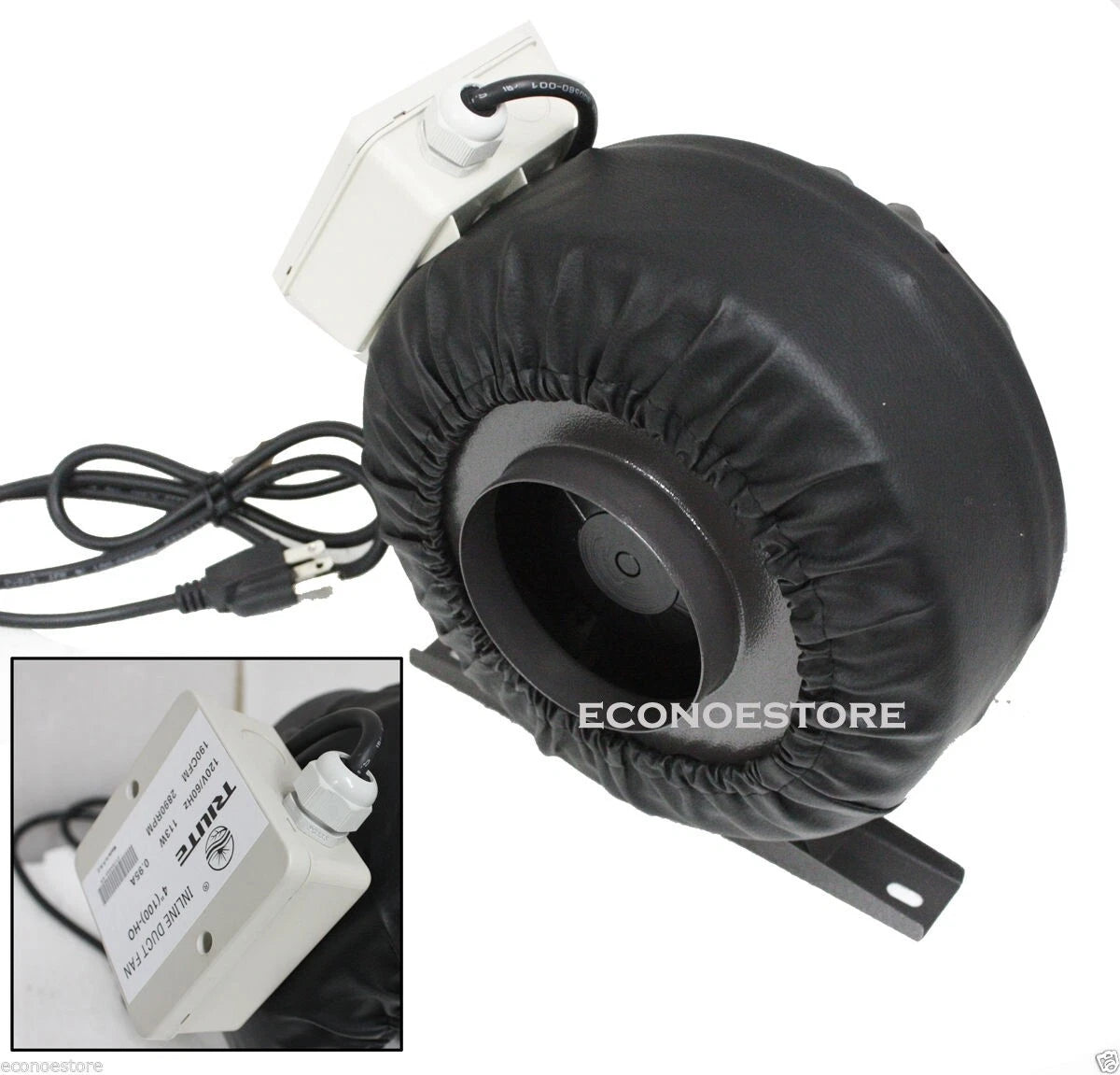 4" Inline 190CFM Hydroponics Duct Tube Exhaust Fan Blower 120V W/