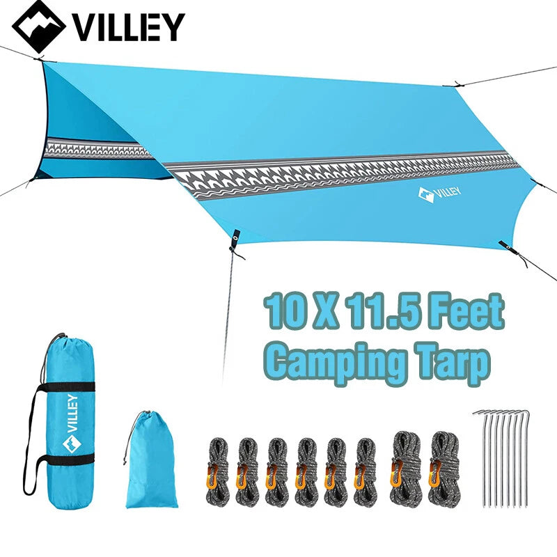 Villey Waterproof Camping Tarp Hammock Tent Rain Fly Octagonal Tarp