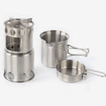 Outdoor 304 Stainless Steel Camping Cookware Mess Set Wood Stove Pot