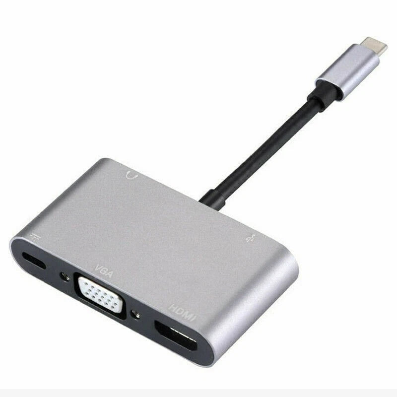 Type C To Hdmi/vga/usb 3.0/3.5mm Audio/usb-c Pd Port Adapter 5 In1
