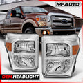 Chrome Amber Headlight Lamps Pair for 2011-2016 F250/F350
