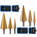 3PC Titanium Step Drill Bit Set 1/4"/3/8" Universal Shank High Speed