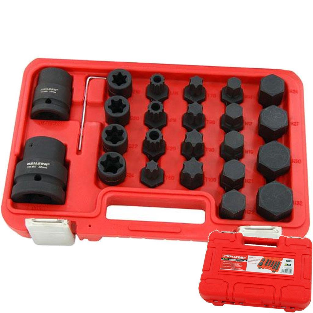 Neilsen Metric Star Sockets Impact Socket Set 24pc