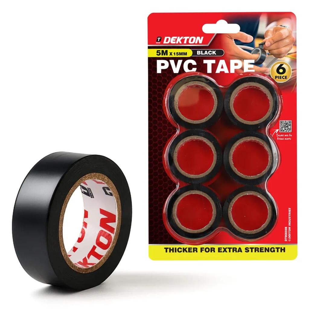 Dekton Black Electrical Tape 6 Rolls