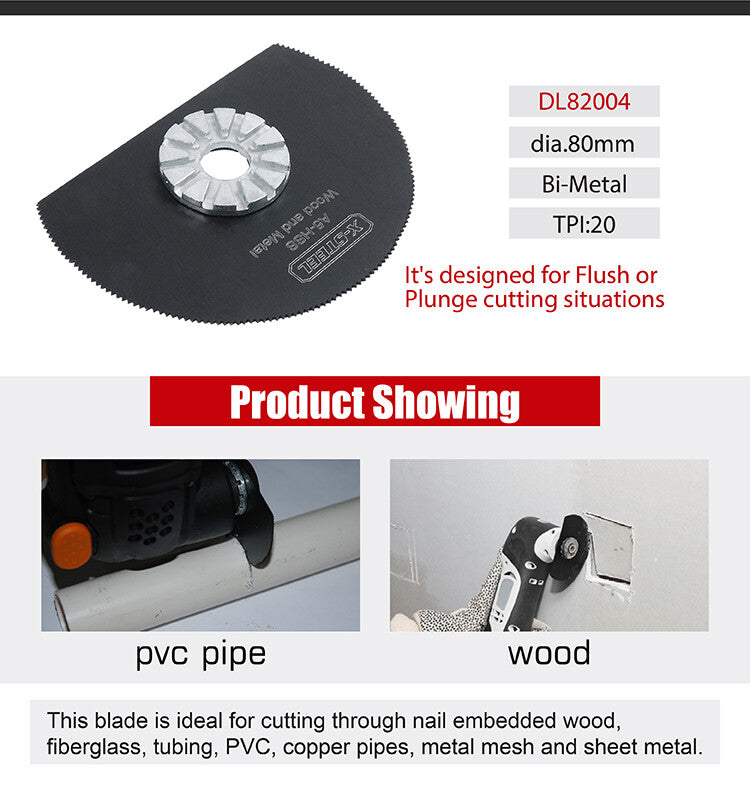 3PC Bim Bi-Metal Oscillating Multi Tool Half Round Saw Blade 80MM