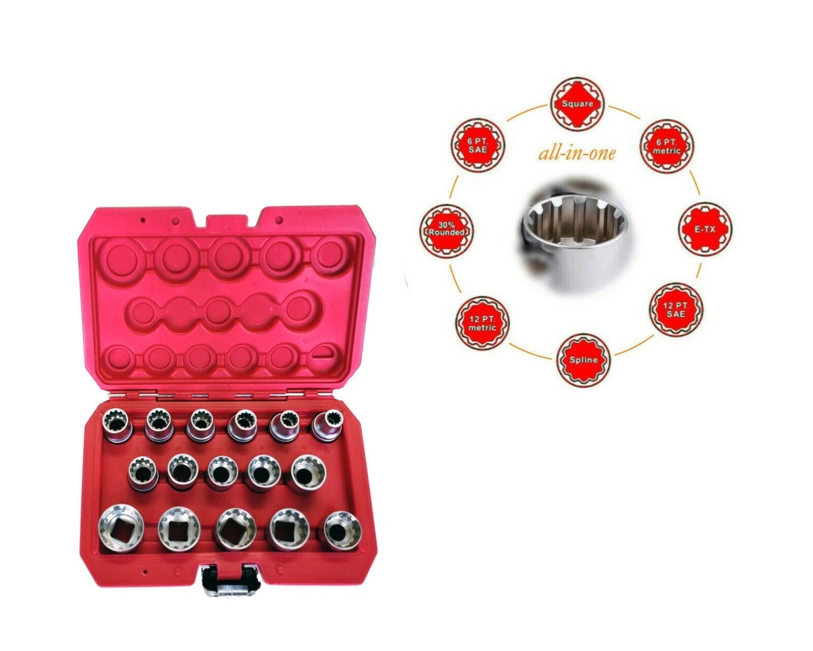 8-24mm 1/2" Dr 12pt Gear Lock Profile Multi-tooth All-in-1 Spline