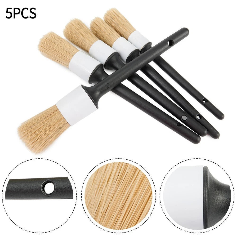 Detailing Brush Auto Boar Hair Bristle Detailing Brush Set Easy Use