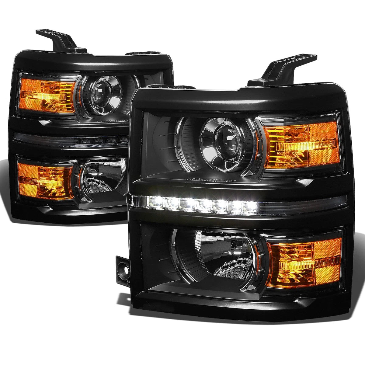 Fit 2014-2015 Chevy Silverado Black Amber Projector | Built Supply Co