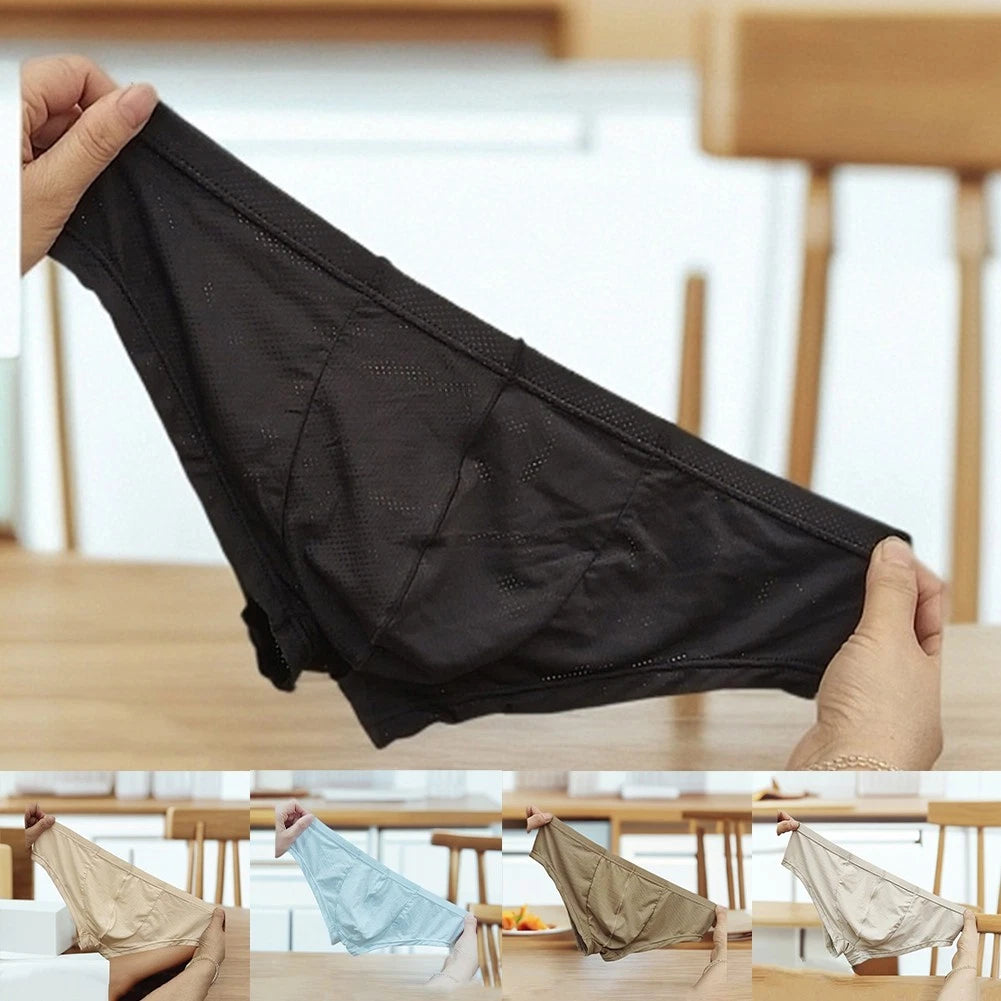 Mens Sexy Low Waisted Ice Silk Underwear Pouch Briefs In Various