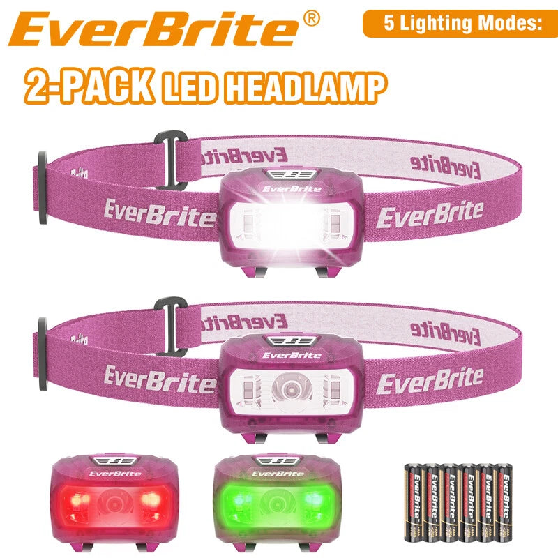 Everbrite 2-pack Led Headlamp Super Bright Head Lamp 5 Mode Headlamp