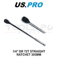 Us Pro Tools 1/4" Drive Extra Long 305mm 72t Straight Ratchet 4245