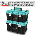 17.32"l X 13"w X 18.5"h Workbench Garage Trunk Sky Blue Tool Box W/
