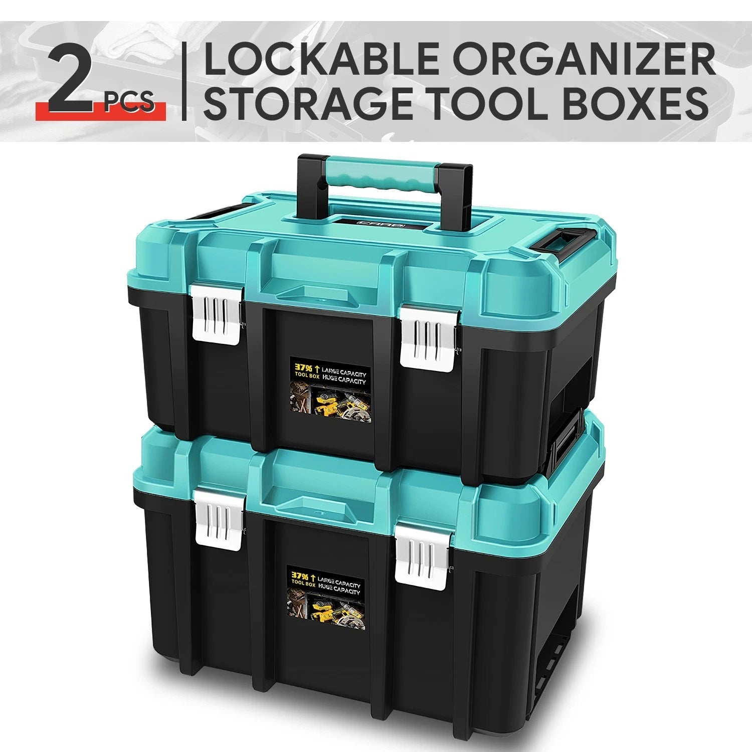 17.32"l X 13"w X 18.5"h Workbench Garage Trunk Sky Blue Tool Box W/