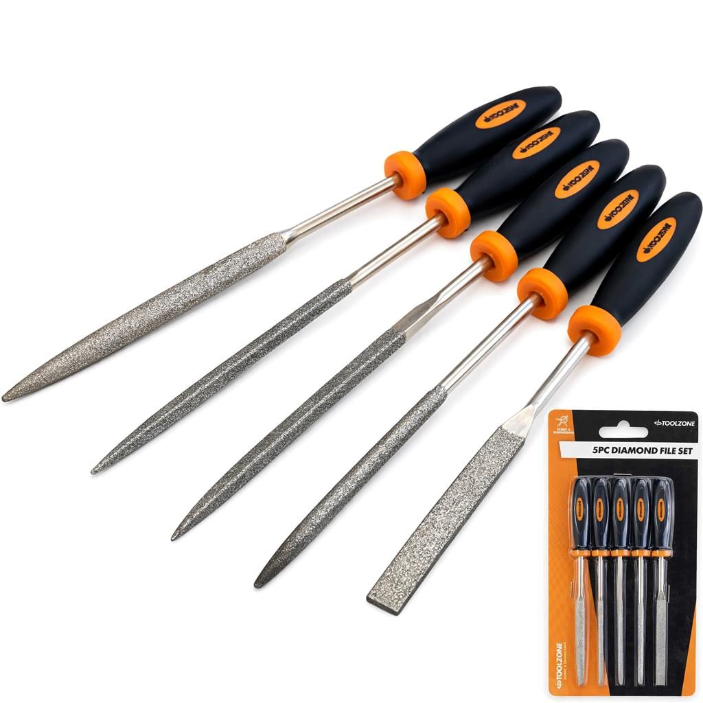 Toolzone 5pc Diamond Needle Micro File Set Precision Warding Files by Toolzone