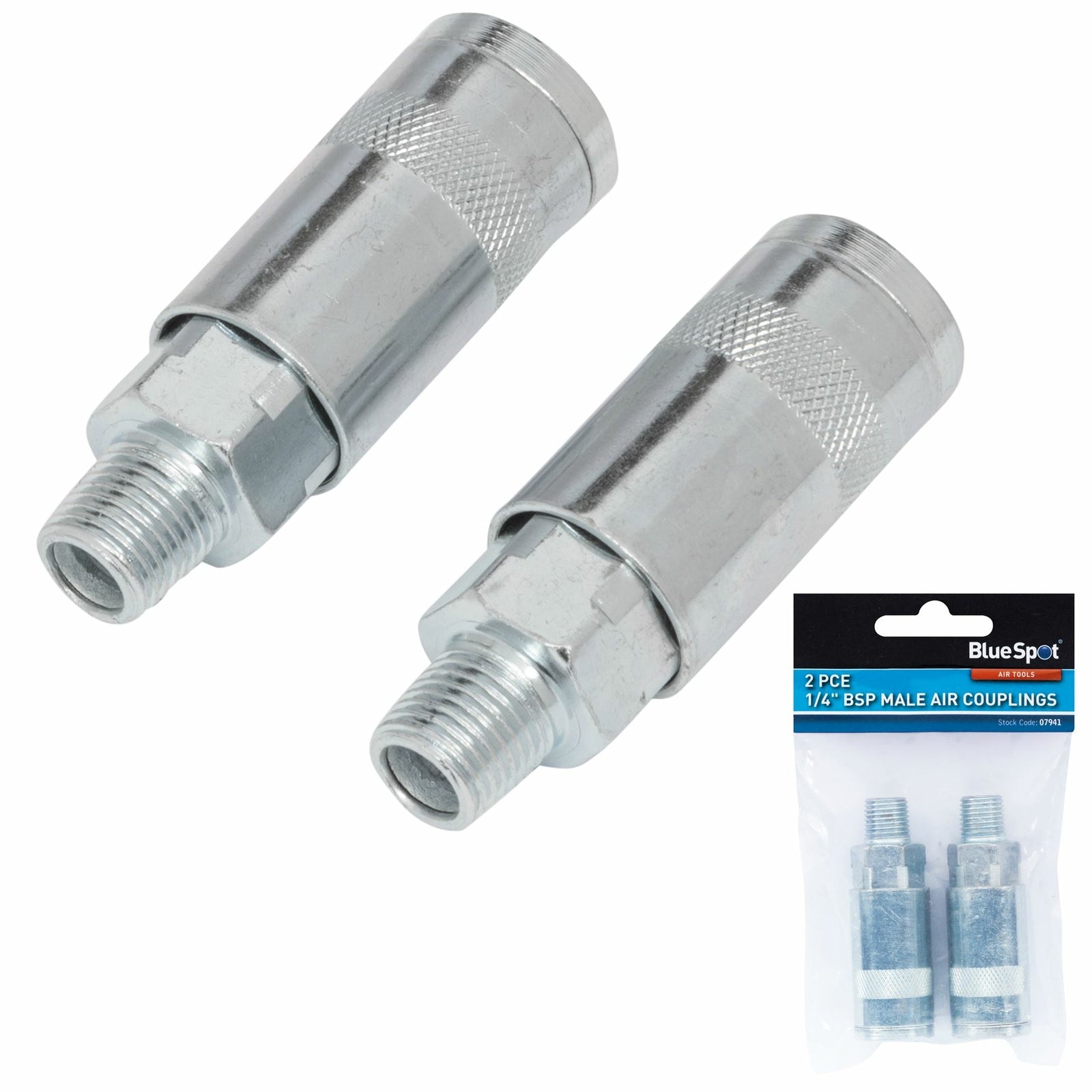 BlueSpot 2pc Air Line Fittings Hose Compressor Coupler Connector 1/4"