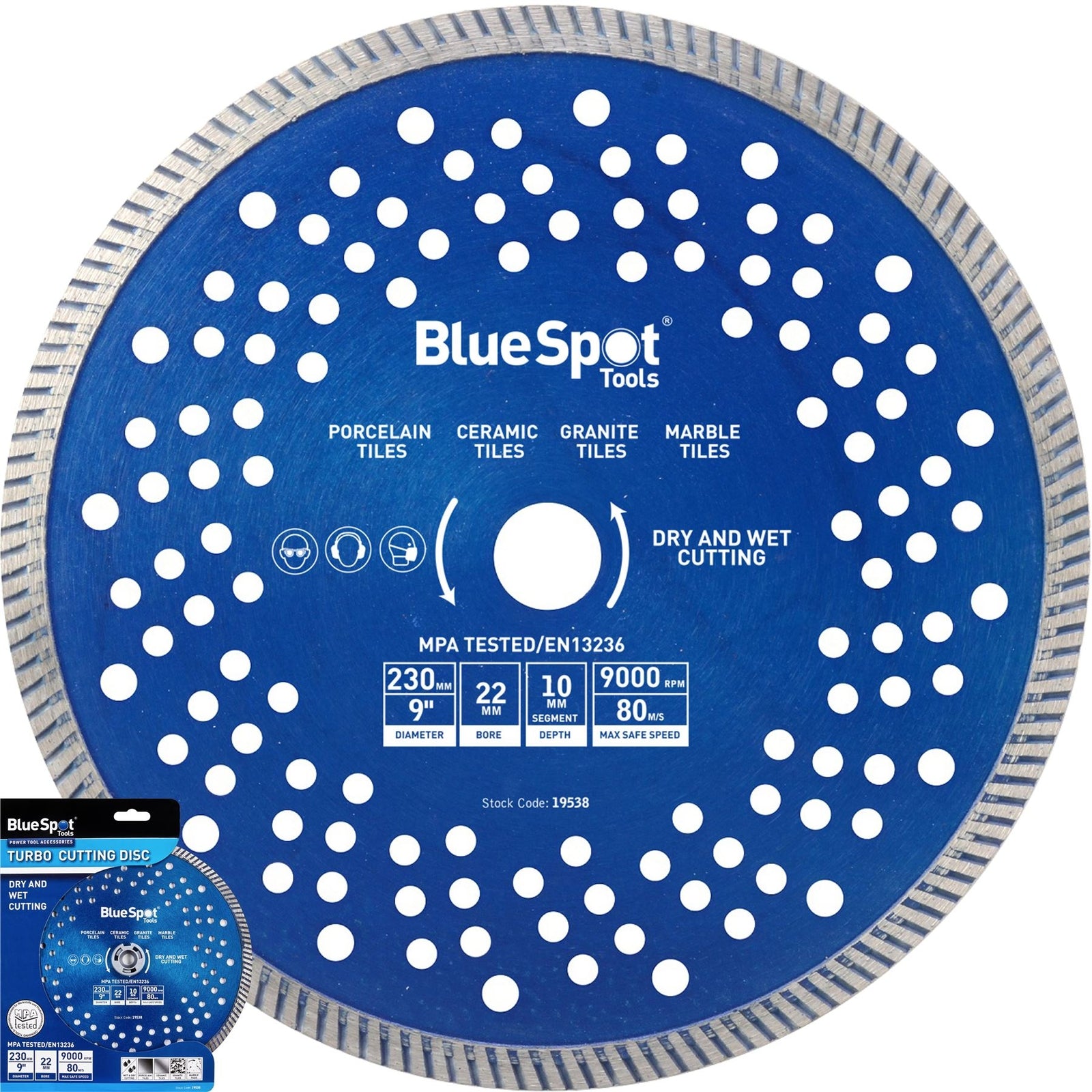 BlueSpot Turbo Tile Diamond Cutting Disc - 9" 230mm by BlueSpot