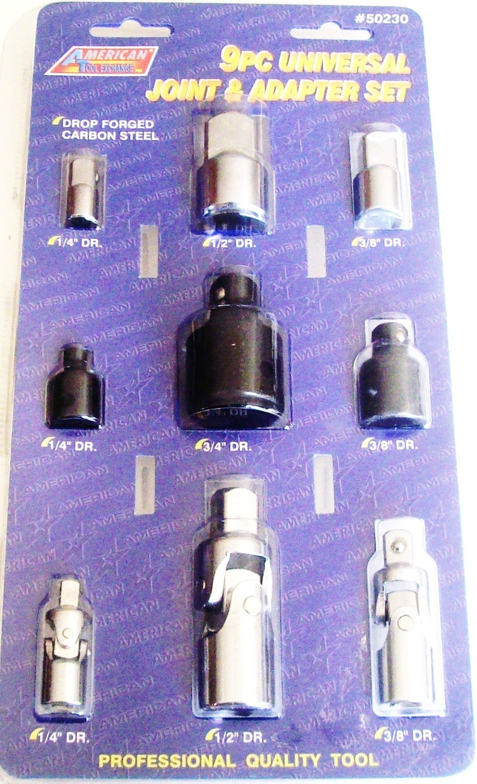 9pc ATE PRO PROFESSIONAL CHROME/AIR IMPACT UNIVERSAL JOINT REDUCER ADAPTER SETOp