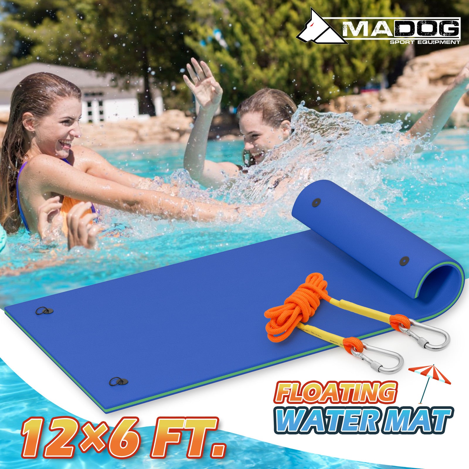 12x6 ft Floating Water Pad River Gaint Float Mat 3-Laye
