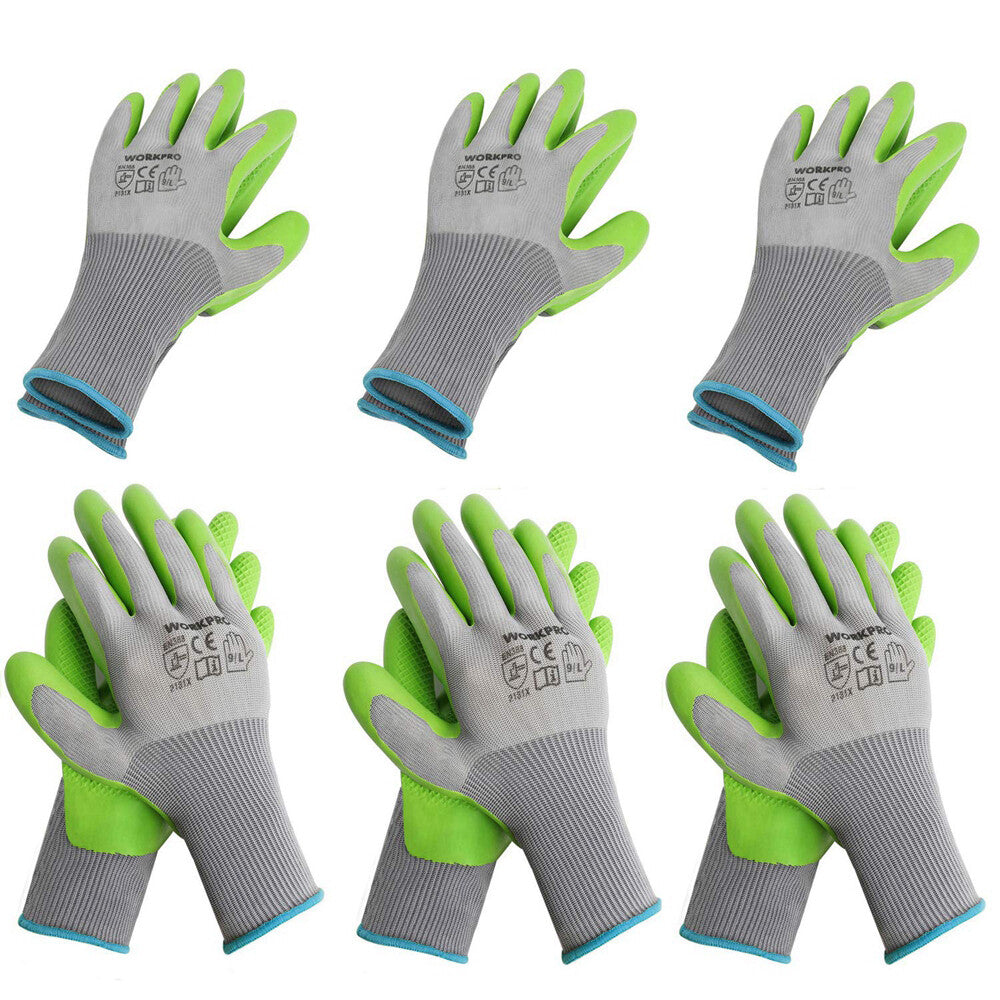 NEW Gardening Gloves 6Pairs Work Glove with Eco Latex Palm Coated