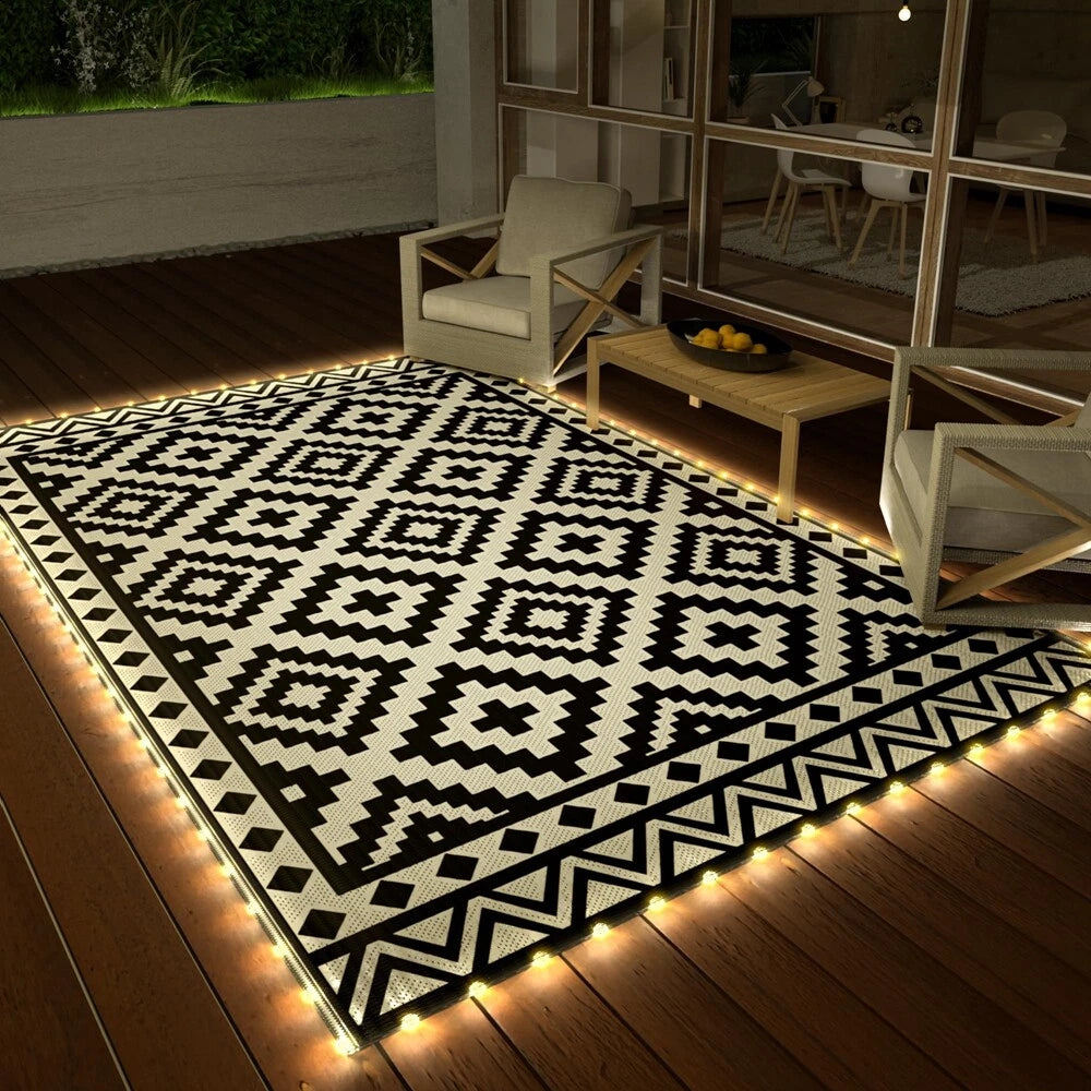 Haushof 8ft Outdoor Rug Waterproof Led Strip Light Reversible Plastic